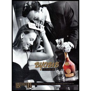 1992 B&B Liqueur Vintage Print Ad Couple Hotel Room Key Brandy Black Dress Photo